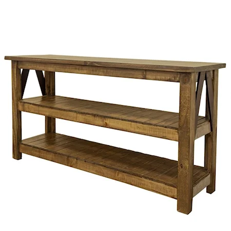 Rustic Sofa Table with 2 Shelves